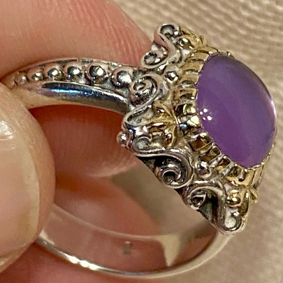 Konstantino Sterling Silver and 18K Gold Amethyst Cabochon Ring - Picture 8 of 12